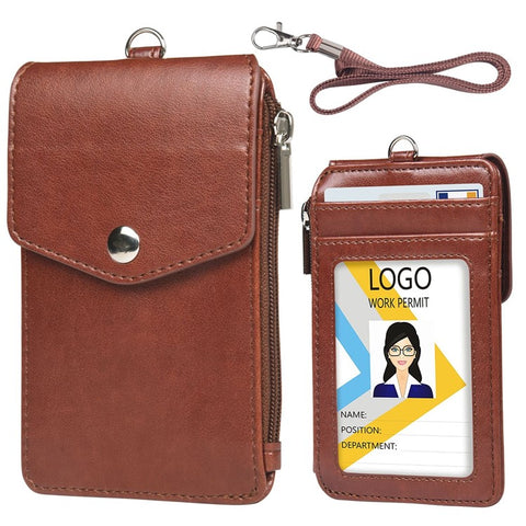 PU Wallet with Backside Badge Holder, Multi-Card Slots Anti-Demagnetization Storage Bag for Women