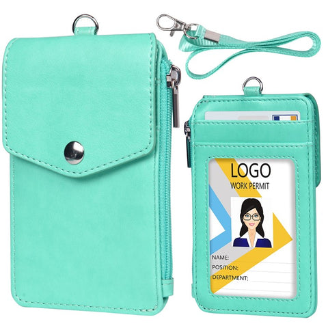PU Wallet with Backside Badge Holder, Multi-Card Slots Anti-Demagnetization Storage Bag for Women