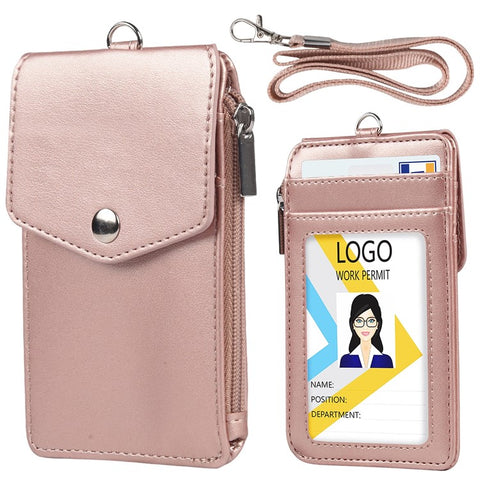 PU Wallet with Backside Badge Holder, Multi-Card Slots Anti-Demagnetization Storage Bag for Women