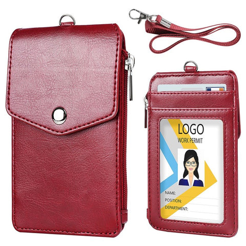 PU Wallet with Backside Badge Holder, Multi-Card Slots Anti-Demagnetization Storage Bag for Women