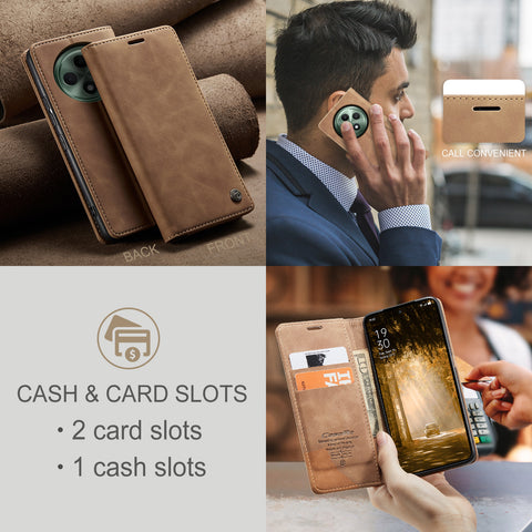 CASEME For Oppo Reno12 F 5G Case  013 Series Card Holder Stand Leather Phone Cover