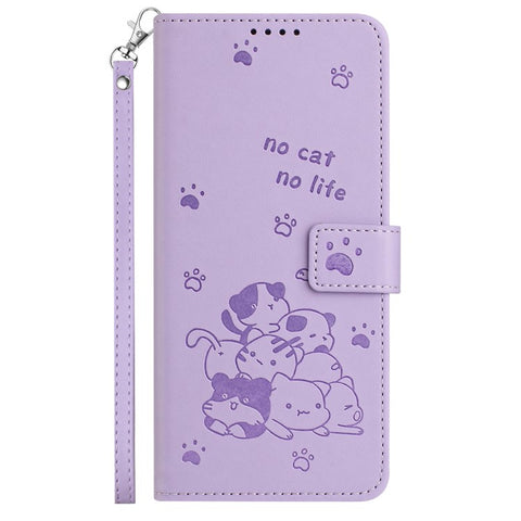 Leather Case for Oppo A80 5G / K12x 5G (India) / A3 Pro (Global) 5G / A3 Pro (India) 5G Cats Imprint Leather Wallet Phone Cover with Strap