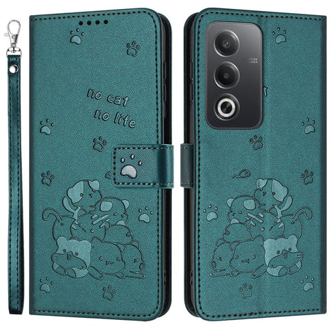 Leather Case for Oppo A80 5G / K12x 5G (India) / A3 Pro (Global) 5G / A3 Pro (India) 5G Cats Imprint Leather Wallet Phone Cover with Strap