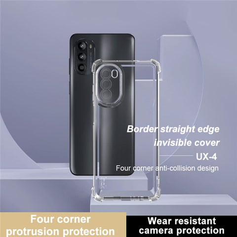 IMAK UX-4 Series for Motorola Moto G82 5G / G52 4G Case Straight Frame Four Corner Shockproof Clear TPU Cover