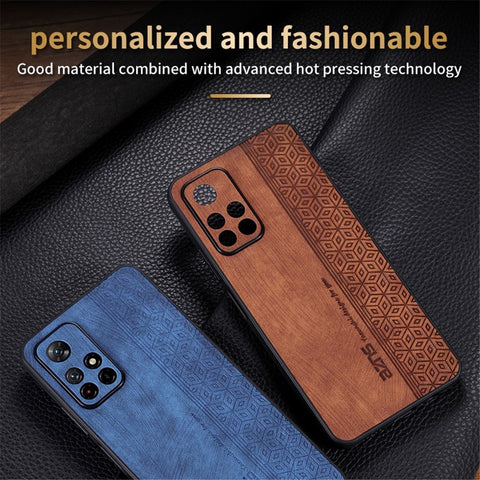 AZNS For Xiaomi Redmi Note 11T 5G / Note 11S 5G / Note 11 5G (MediaTek) / Poco M4 Pro 5G Imprinted Pattern Phone Cover Leather Coated TPU Case