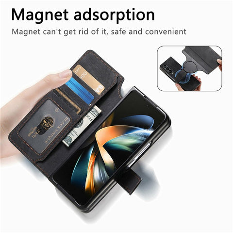 CASENEO For Samsung Galaxy Z Fold3 5G Leather Case 2-in-1 Magnetic Detachable Wallet Phone Cover