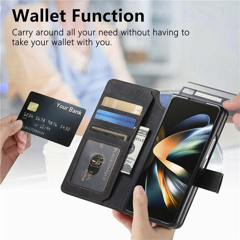 CASENEO For Samsung Galaxy Z Fold3 5G Leather Case 2-in-1 Magnetic Detachable Wallet Phone Cover