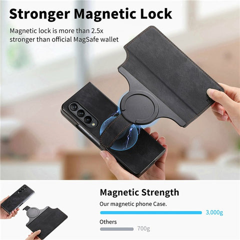 CASENEO For Samsung Galaxy Z Fold3 5G Leather Case 2-in-1 Magnetic Detachable Wallet Phone Cover