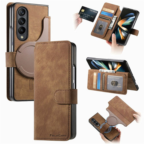 CASENEO For Samsung Galaxy Z Fold3 5G Leather Case 2-in-1 Magnetic Detachable Wallet Phone Cover