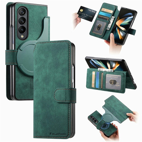 CASENEO For Samsung Galaxy Z Fold3 5G Leather Case 2-in-1 Magnetic Detachable Wallet Phone Cover