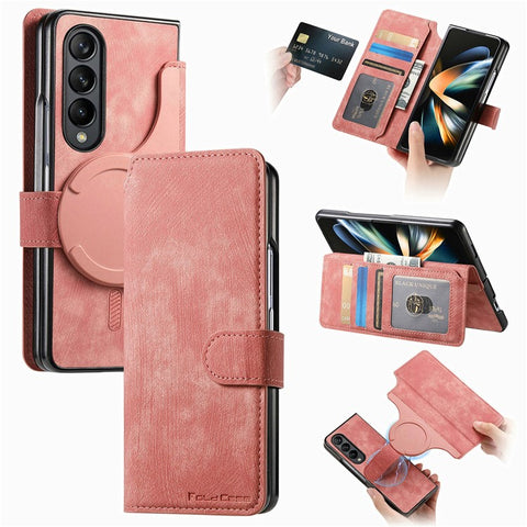 CASENEO For Samsung Galaxy Z Fold3 5G Leather Case 2-in-1 Magnetic Detachable Wallet Phone Cover