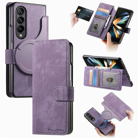 CASENEO For Samsung Galaxy Z Fold3 5G Leather Case 2-in-1 Magnetic Detachable Wallet Phone Cover