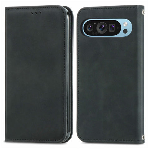 For Google Pixel 10 Pro / Pixel 10 / Pixel 9 Pro / Pixel 9 Case Skin Touch Feeling Card Slot Leather Phone Cover Stand Magnetic Absorption