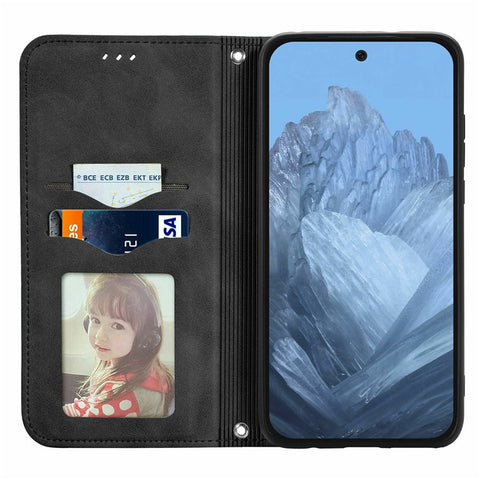 For Google Pixel 10 Pro / Pixel 10 / Pixel 9 Pro / Pixel 9 Case Skin Touch Feeling Card Slot Leather Phone Cover Stand Magnetic Absorption
