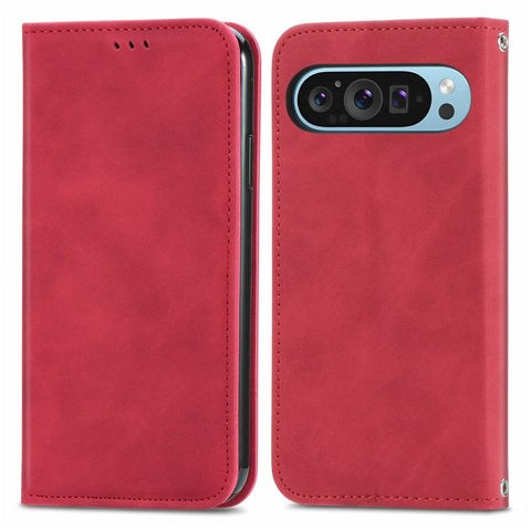 For Google Pixel 10 Pro / Pixel 10 / Pixel 9 Pro / Pixel 9 Case Skin Touch Feeling Card Slot Leather Phone Cover Stand Magnetic Absorption