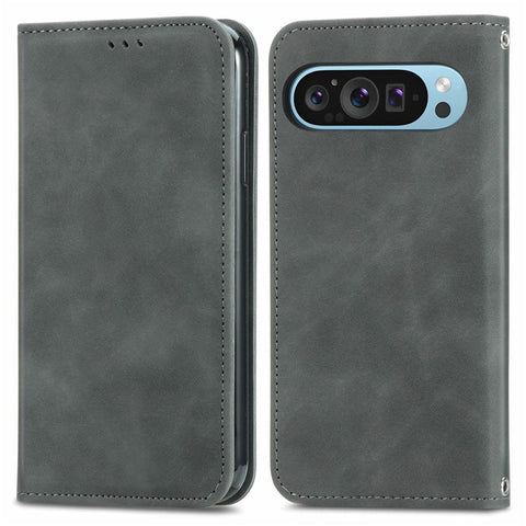 For Google Pixel 10 Pro / Pixel 10 / Pixel 9 Pro / Pixel 9 Case Skin Touch Feeling Card Slot Leather Phone Cover Stand Magnetic Absorption
