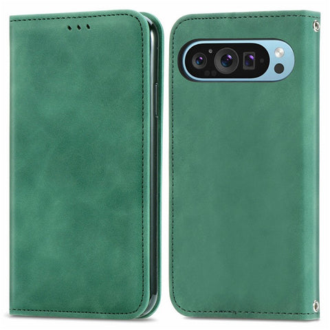 For Google Pixel 10 Pro / Pixel 10 / Pixel 9 Pro / Pixel 9 Case Skin Touch Feeling Card Slot Leather Phone Cover Stand Magnetic Absorption