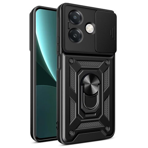 For Oppo A40 5G / A40 4G / A60 5G / A3x 5G (India) / A3x 4G Case with Slide Camera Lid PC+TPU Kickstand Phone Cover