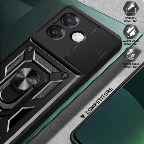 For Oppo A40 5G / A40 4G / A60 5G / A3x 5G (India) / A3x 4G Case with Slide Camera Lid PC+TPU Kickstand Phone Cover