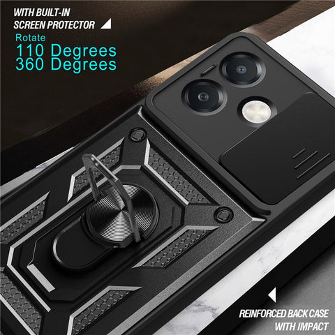For Oppo A40 5G / A40 4G / A60 5G / A3x 5G (India) / A3x 4G Case with Slide Camera Lid PC+TPU Kickstand Phone Cover
