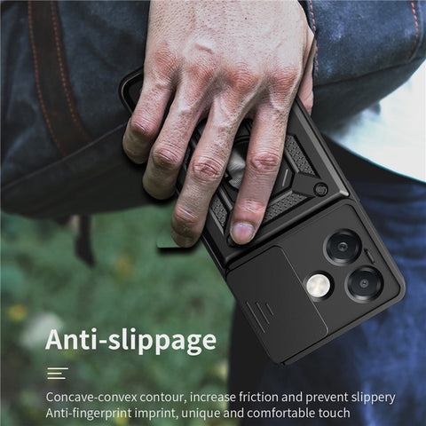 For Oppo A40 5G / A40 4G / A60 5G / A3x 5G (India) / A3x 4G Case with Slide Camera Lid PC+TPU Kickstand Phone Cover