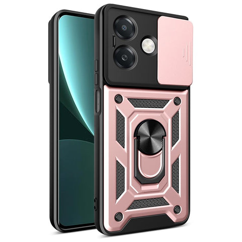 For Oppo A40 5G / A40 4G / A60 5G / A3x 5G (India) / A3x 4G Case with Slide Camera Lid PC+TPU Kickstand Phone Cover