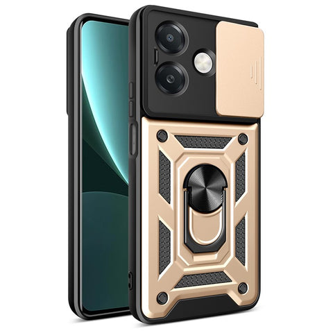 For Oppo A40 5G / A40 4G / A60 5G / A3x 5G (India) / A3x 4G Case with Slide Camera Lid PC+TPU Kickstand Phone Cover