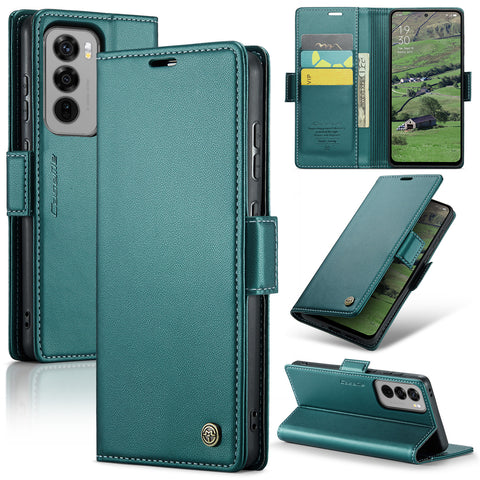 CASEME For Oppo Reno12 5G (Global) Leather Case  023 RFID Blocking 3 Card Slot Mobile Cover