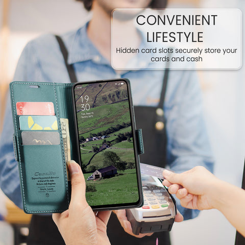 CASEME For Oppo Reno12 5G (Global) Leather Case  023 RFID Blocking 3 Card Slot Mobile Cover