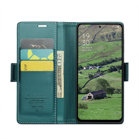 CASEME For Oppo Reno12 5G (Global) Leather Case  023 RFID Blocking 3 Card Slot Mobile Cover