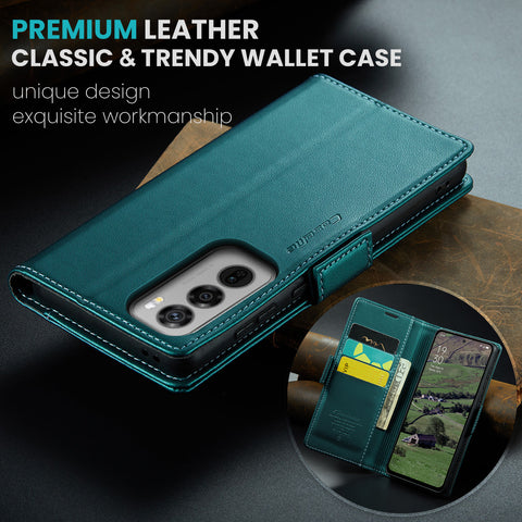 CASEME For Oppo Reno12 5G (Global) Leather Case  023 RFID Blocking 3 Card Slot Mobile Cover