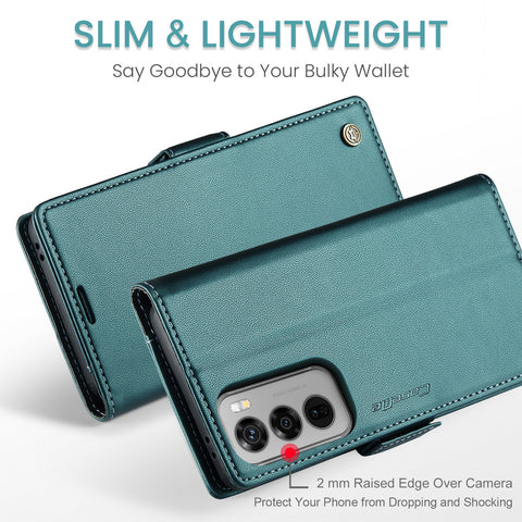CASEME For Oppo Reno12 5G (Global) Leather Case  023 RFID Blocking 3 Card Slot Mobile Cover
