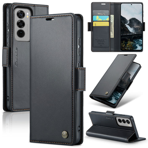 CASEME For Oppo Reno12 5G (Global) Leather Case  023 RFID Blocking 3 Card Slot Mobile Cover