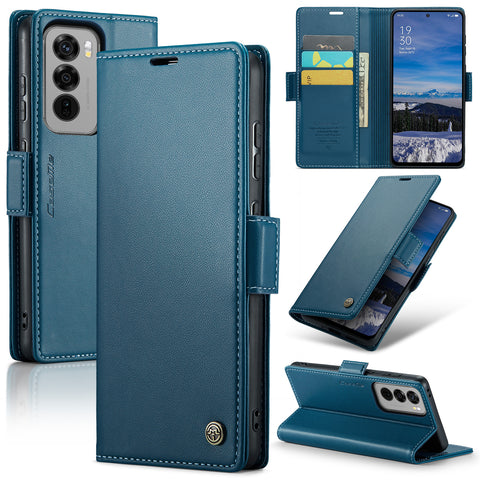 CASEME For Oppo Reno12 5G (Global) Leather Case  023 RFID Blocking 3 Card Slot Mobile Cover