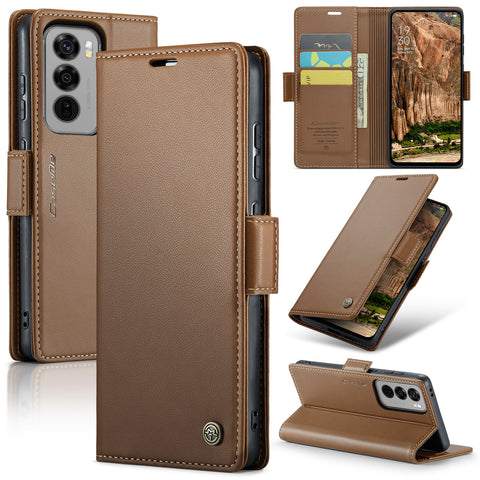 CASEME For Oppo Reno12 5G (Global) Leather Case  023 RFID Blocking 3 Card Slot Mobile Cover