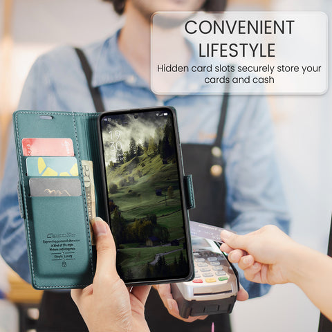 CASEME For Oppo Reno12 Pro 5G (Global) Leather Case  023 RFID Blocking 3 Card Slot Mobile Cover