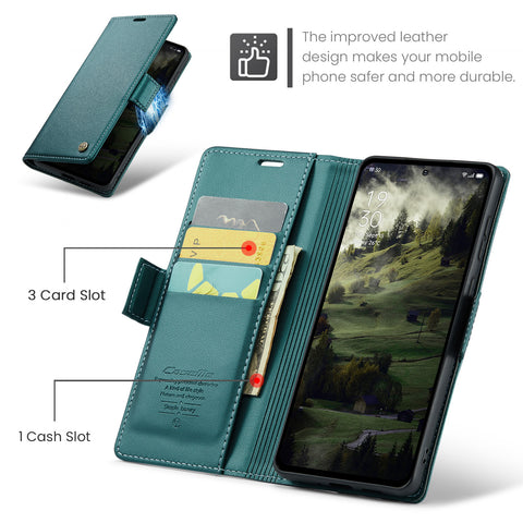 CASEME For Oppo Reno12 Pro 5G (Global) Leather Case  023 RFID Blocking 3 Card Slot Mobile Cover