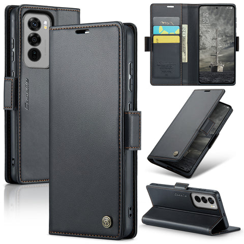 CASEME For Oppo Reno12 Pro 5G (Global) Leather Case  023 RFID Blocking 3 Card Slot Mobile Cover