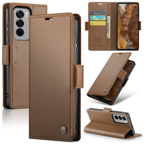 CASEME For Oppo Reno12 Pro 5G (Global) Leather Case  023 RFID Blocking 3 Card Slot Mobile Cover