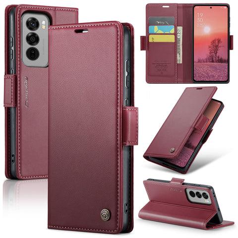 CASEME For Oppo Reno12 Pro 5G (Global) Leather Case  023 RFID Blocking 3 Card Slot Mobile Cover