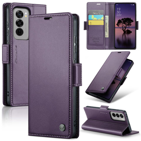 CASEME For Oppo Reno12 Pro 5G (Global) Leather Case  023 RFID Blocking 3 Card Slot Mobile Cover