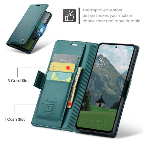 CASEME For Oppo Reno12 F 5G Leather Case  023 RFID Blocking 3 Card Slot Mobile Cover
