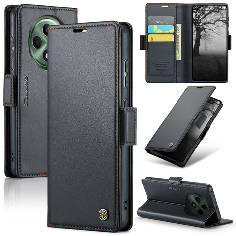 CASEME For Oppo Reno12 F 5G Leather Case  023 RFID Blocking 3 Card Slot Mobile Cover