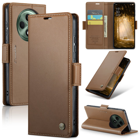 CASEME For Oppo Reno12 F 5G Leather Case  023 RFID Blocking 3 Card Slot Mobile Cover