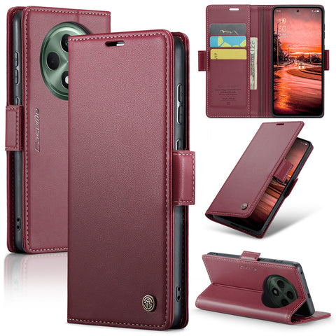 CASEME For Oppo Reno12 F 5G Leather Case  023 RFID Blocking 3 Card Slot Mobile Cover