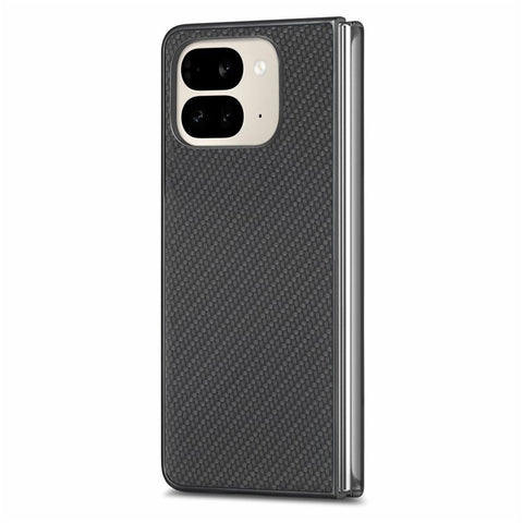 For Google Pixel 9 Pro Fold 5G Case Carbon Fiber Texture PU Leather Coated PC Folding Phone Cover
