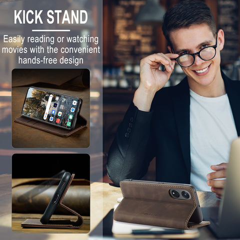 CASEME For Oppo A1 Pro 5G / Oppo Reno8 T 5G Case  013 Series Card Holder Stand Leather Phone Cover
