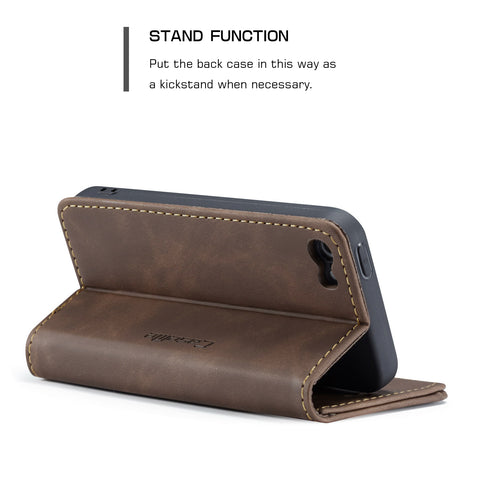 CASEME For iPhone 5s / iPhone SE (1st generation) / iPhone 5 Case  013 Series Card Holder Stand Leather Phone Cover