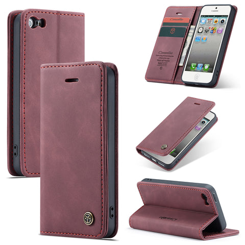 CASEME For iPhone 5s / iPhone SE (1st generation) / iPhone 5 Case  013 Series Card Holder Stand Leather Phone Cover
