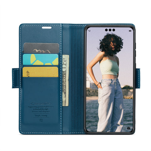 CASEME For Huawei Mate 60 Pro+ / Huawei Mate 60 Pro Leather Case  023 RFID Blocking 3 Card Slot Mobile Cover